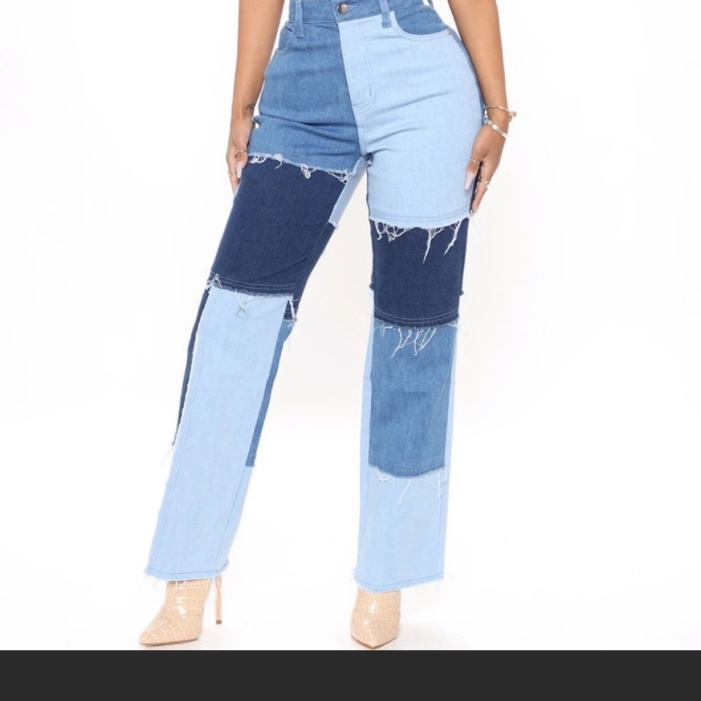 Fashion Nova Patchwork Jeans Size 7 NWT